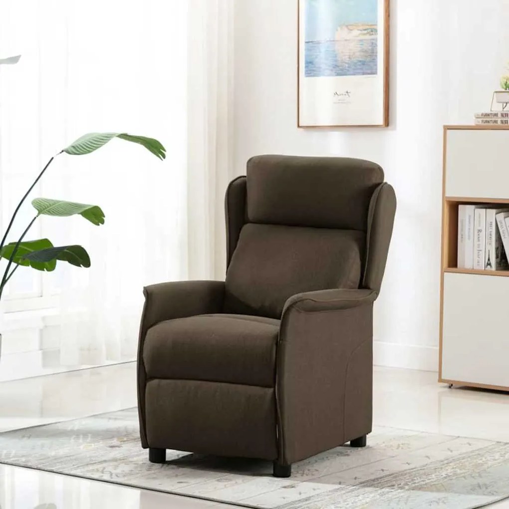vidaXL Ανακλινόμενη πολυθρόνα Καφέ 67.5 x 93.5 x 101.5 εκ ύφασμα