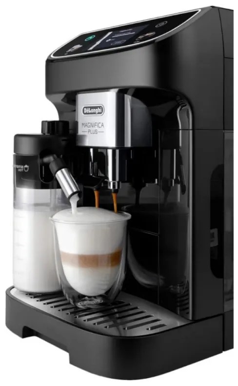 Καφετιέρα DeLonghi Magnifica PLUS ECAM 320.60.B, 1450W, 15 bar, 1.8l, 15 προγράμματα, 13 επίπεδα άλεσης, οθόνη αφής TFT, LatteCrema Hot, επιλογή κόκκων καφέ, Μαύρο