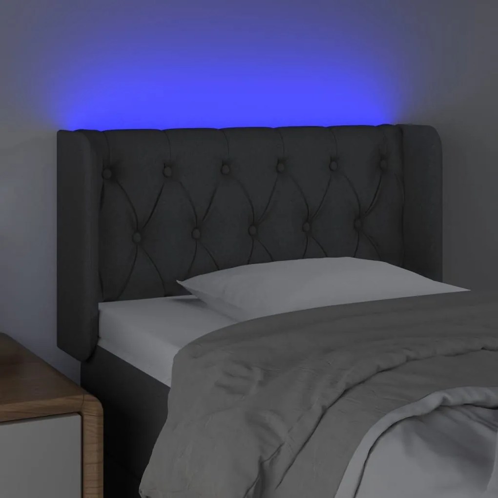 Κεφαλάρι Κρεβατιού LED Σκούρο Γκρι 83x16x78/88 εκ. Υφασμάτινο - Γκρι