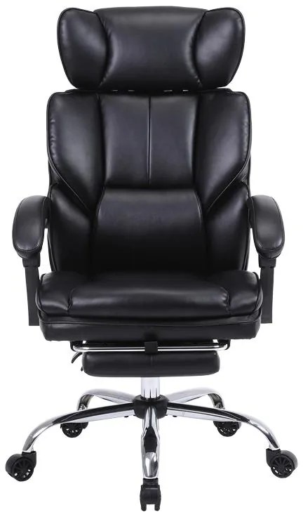 Καρέκλα γραφείου διευθυντή με υποπόδιο Zance μαύρο pu-πόδι χρωμίου μεταλλικό 70x66x112-120εκ 70x66x120 εκ.