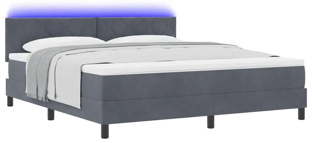 vidaXL Κρεβάτι με ελατήρια με στρώμα Σκούρο γκρι 180 x 200 cm Βελούδο