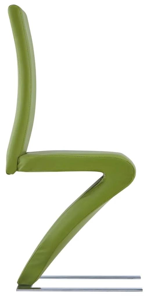 Καρέκλες Τραπεζαρίας Ζιγκ-Ζαγκ 2 τεμ. Πράσινες Συνθετικό Δέρμα - Πράσινο