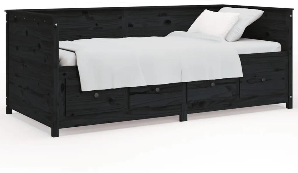 vidaXL 820387  Καναπές Κρεβάτι Μαύρο 100x200 εκ. από Μασίφ Ξύλο Πεύκου
