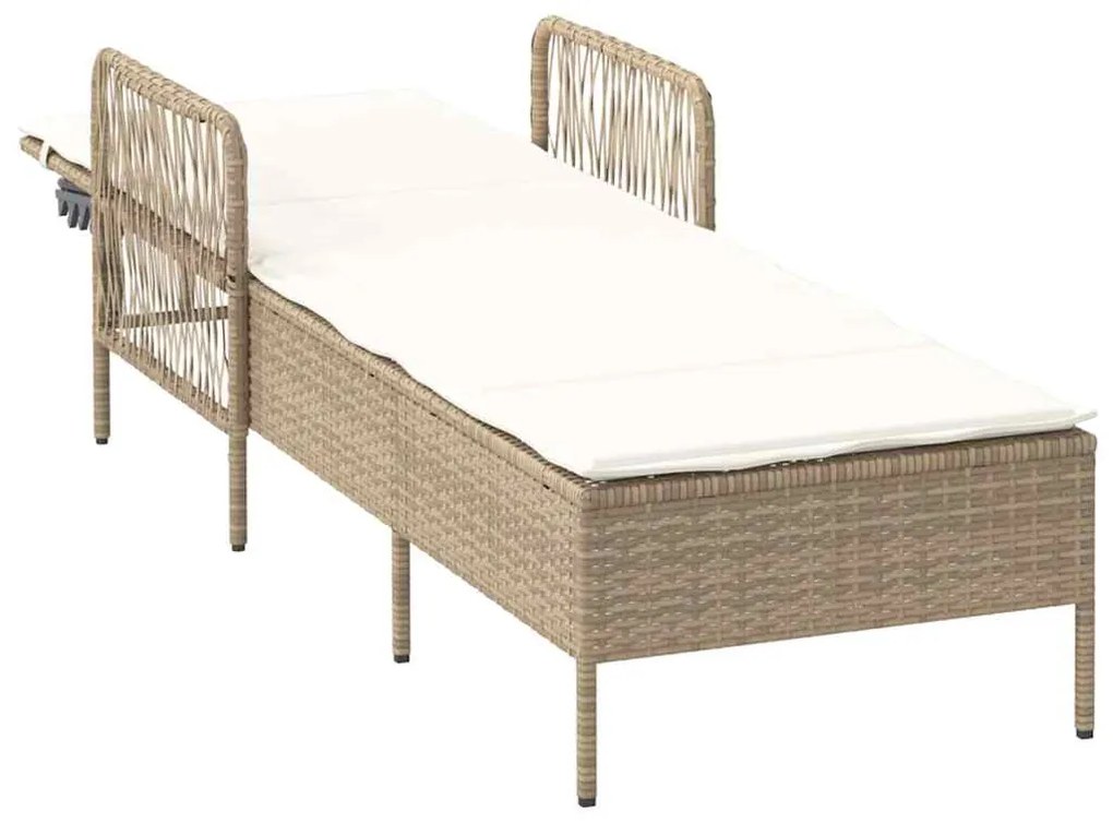 vidaXL Ξαπλώστρα με μαξιλάρι Μπεζ 157 x 55 x 92 εκ. συνθετικό ρατάν