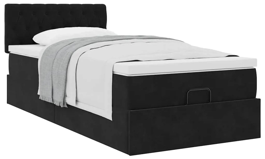 Οθωμανικό κρεβάτι με στρώμα Μαύρο 90x190cm Velvet 3311815