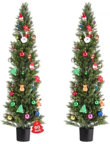 VEVOR Artificial Topiary Cedar Trees, 2 Set 1524mm Faux Pine Shrubs Plants, Fake Silk Tree Look Real, Easy Assembly for Decor Front Porch Outdoor Patio Garden Balcony Backyard Indoor Office