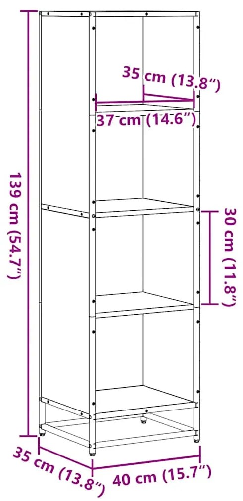 Βιβλιοθήκη Καφέ Δρυς 40x35x139 εκ. από Επεξεργασμένο Ξύλο - Καφέ
