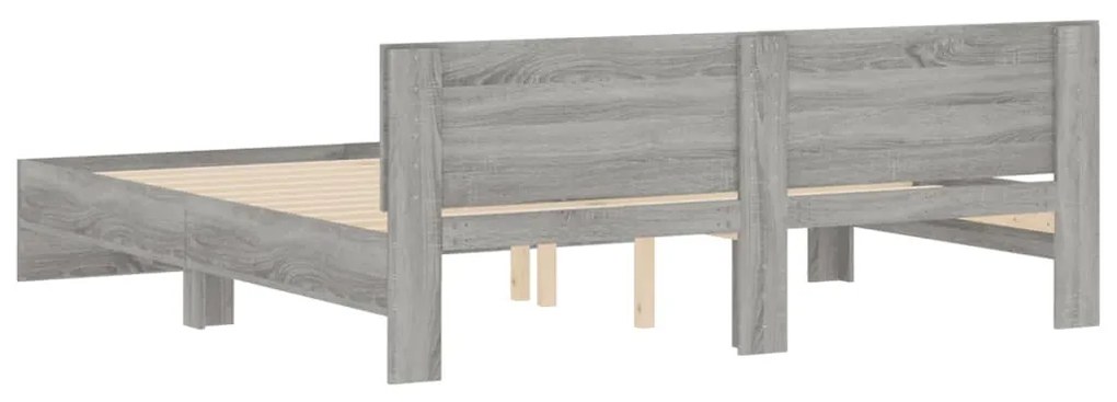 vidaXL Πλαίσιο Κρεβατιού με Κεφαλάρι Γκρι Sonoma 200x200 εκ.