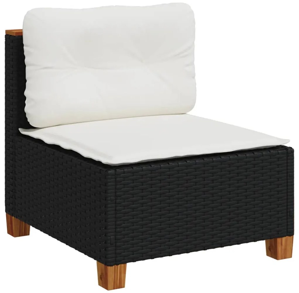 vidaXL Καναπές Σετ 7 Τεμαχίων Μαύρο Συνθετικό Ρατάν με Μαξιλάρια