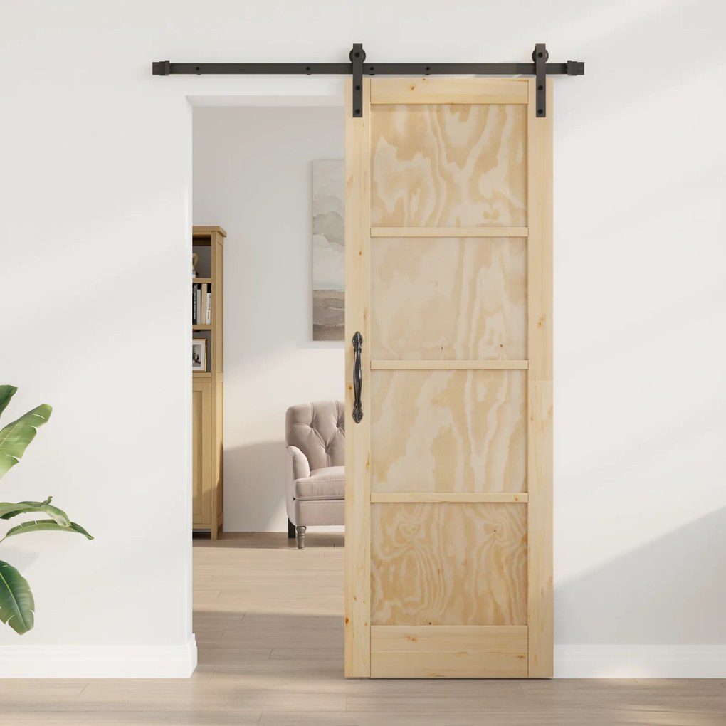 vidaXL Συρόμενη Πόρτα με Σετ Εξαρτημάτων 73.5x211 εκ. Ξύλο Πεύκης