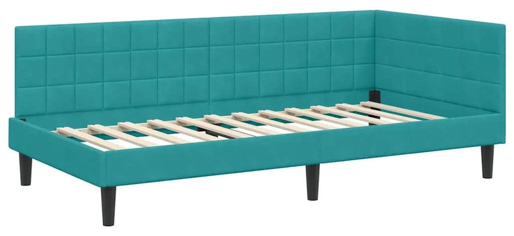 vidaXL Κρεβάτι Γωνίας με κεφαλάρι Τιρκουάζ 100 x 200 cm Βελούδο
