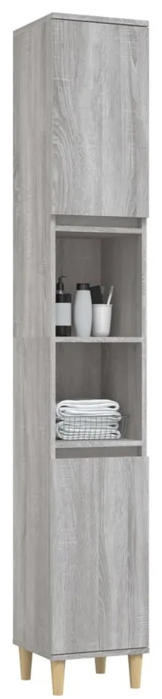 vidaXL Ντουλάπι Μπάνιου Γκρι Sonoma 30x30x190 εκ. Επεξεργασμένο Ξύλο