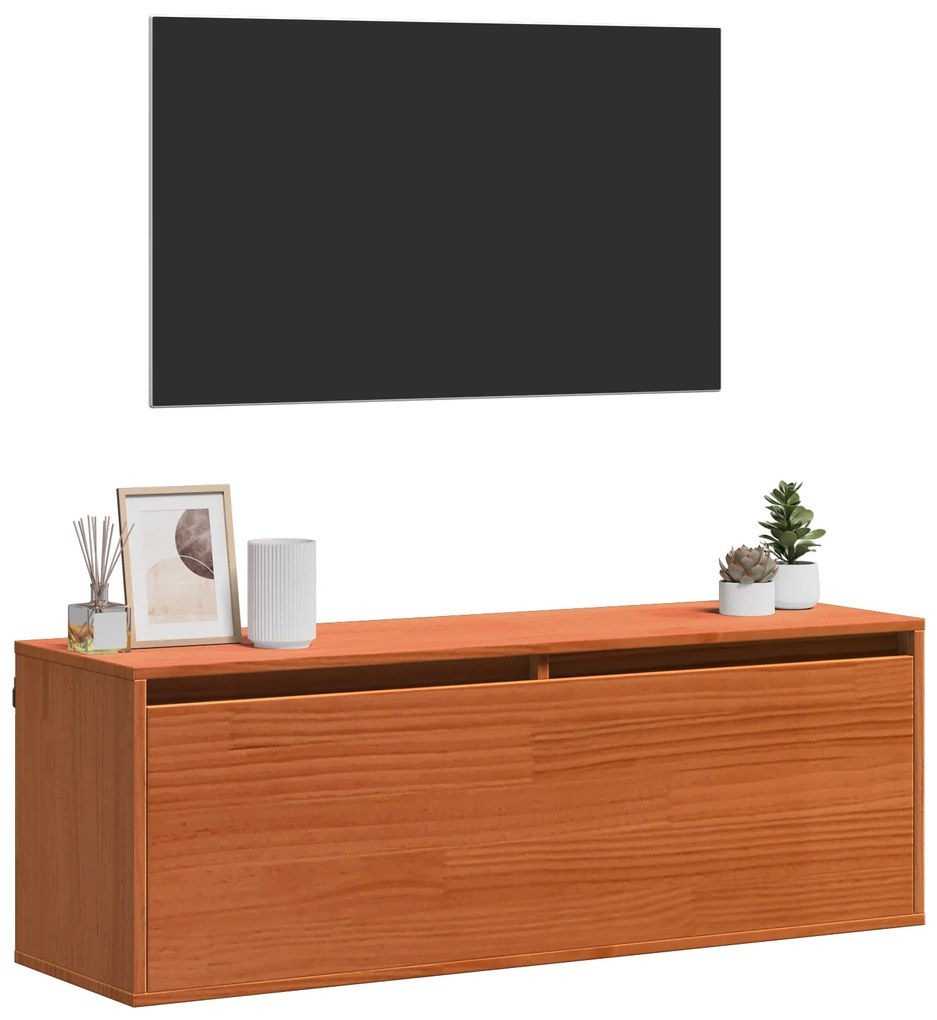 vidaXL Ντουλάπα Τοίχου Καφέ κεριού 100 x 30 x 35 εκ Μασίφ ξύλο πεύκου