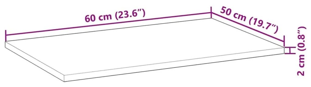 Επιφάνεια Γραφείου Ορθογώνια 60x50x2 εκ. Μασίφ Ξύλο Ακακίας - Καφέ