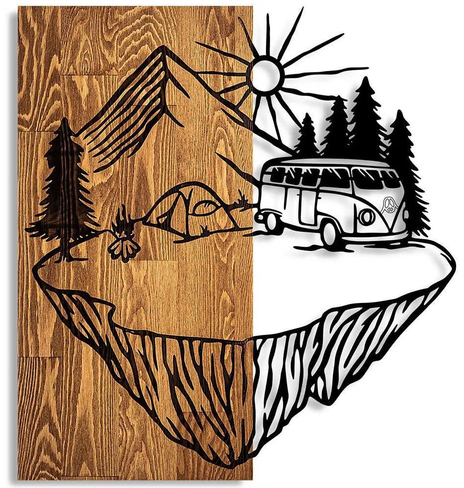 Διακοσμητικό Τοίχου Camp Life 899SKL2618 54x57cm Walnut-Black Wallity Metal,Wood