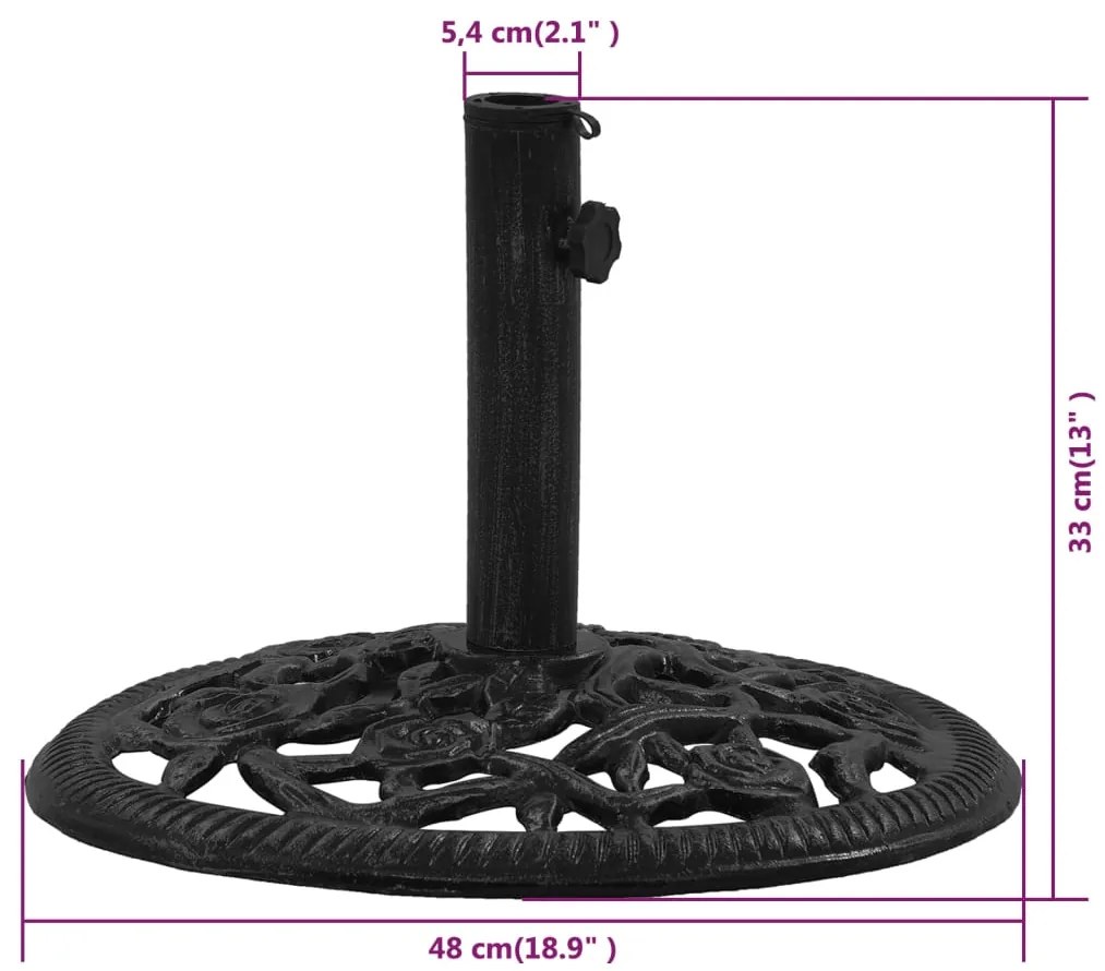 Βάση Ομπρέλας Μαύρη 48 x 48 x 33 εκ. από Χυτοσίδηρο - Μαύρο