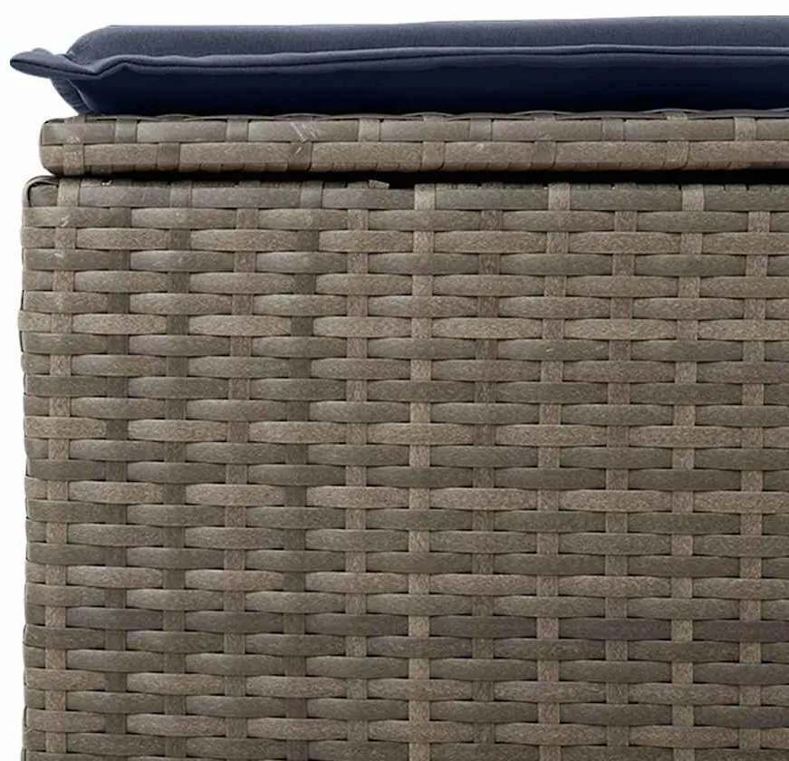 vidaXL Σκαμπό Κήπου με μαξιλάρι Γκρι 55 x 55 x 37 εκ συνθετικό ρατάν