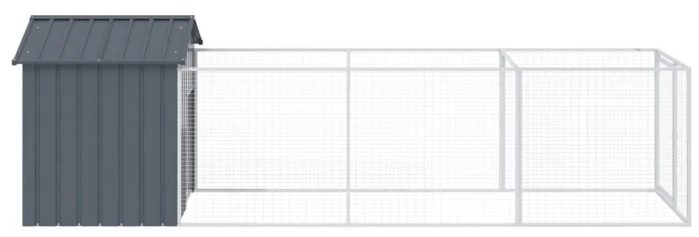 vidaXL Σπιτάκι Σκύλου με Οροφή Ανθρακί 117x405x123 εκ. Γαλβαν. Χάλυβας