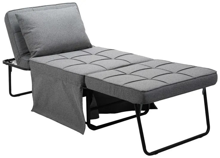 Πολυθρόνα - κρεβάτι Grejio ύφασμα σε γκρι απόχρωση κα πόδι μαύρο μέταλλο 70x70x45εκ 95x98x70 εκ.