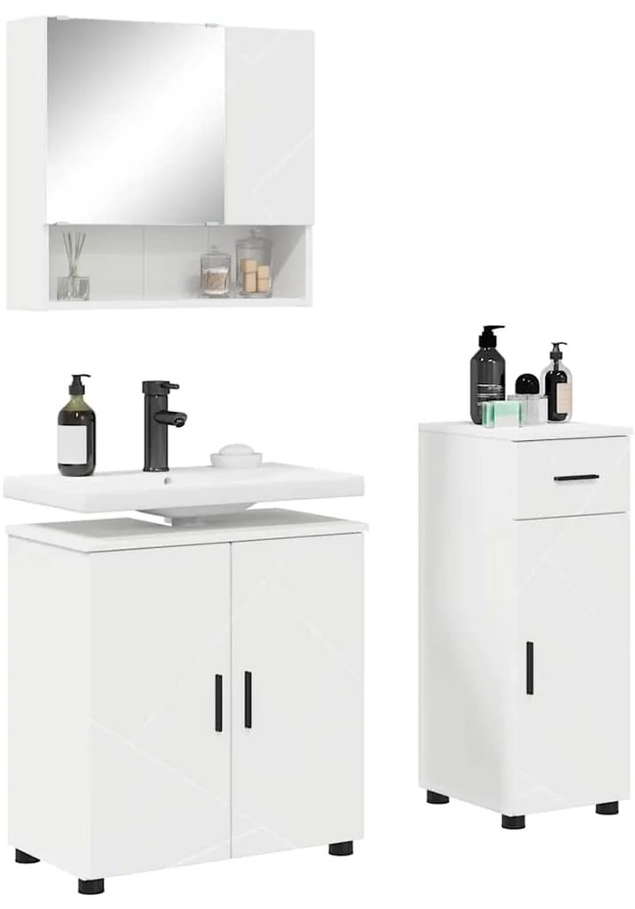vidaXL Σετ Επίπλων Μπάνιου με συρτάρι 3 pcs Λευκό 61 x 35 x 64 εκ.