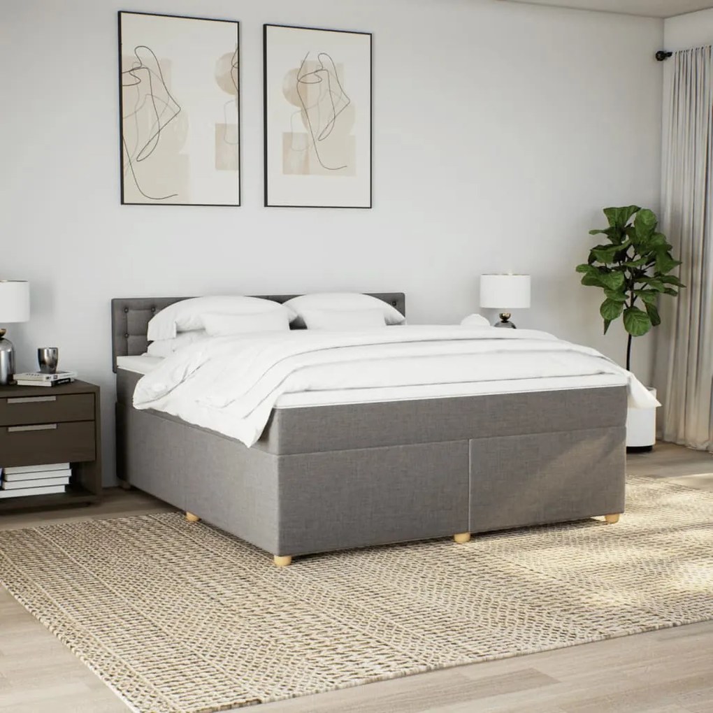 Κρεβάτι Boxspring με Στρώμα Taupe 180x200 εκ. Υφασμάτινο - Μπεζ-Γκρι