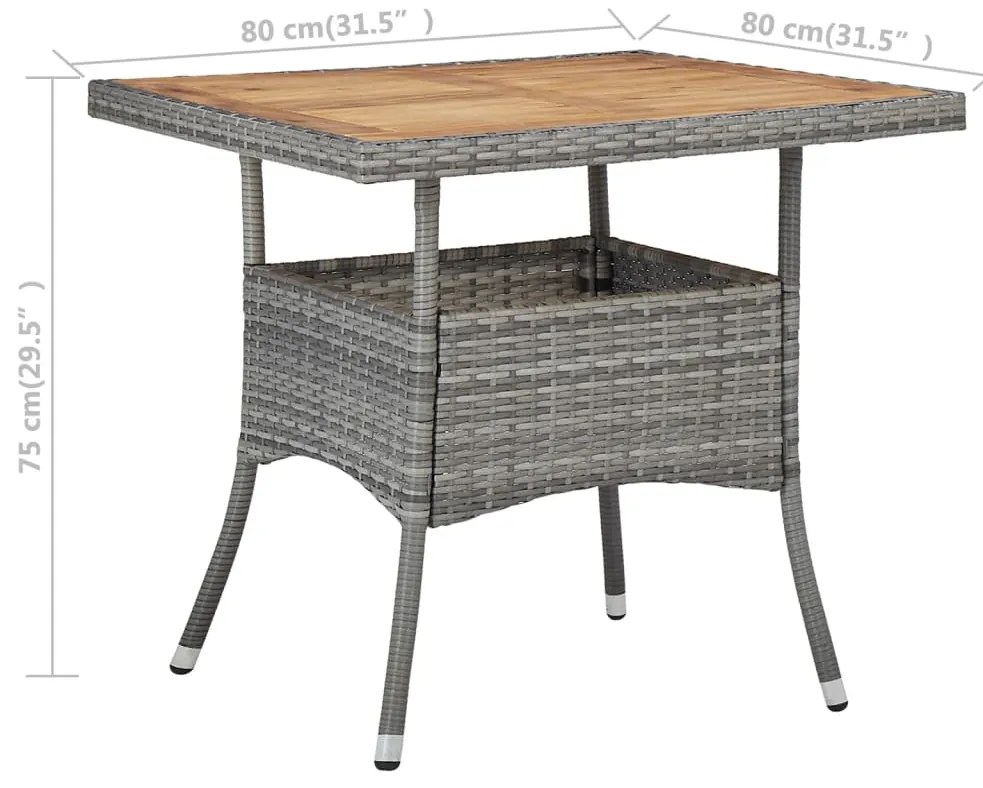 vidaXL Τραπεζαρία Εξωτ. Χώρου Γκρι από Συνθ. Ρατάν/Μασίφ Ξύλο Ακακίας