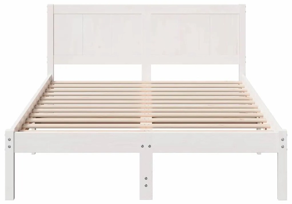 vidaXL Σκελετός Κρεβατιού Λευκό 135 x 190 cm Μασίφ ξύλο πεύκου