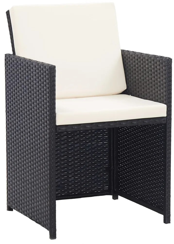 vidaXL Σετ Τραπεζαρίας Εξ. Χώρου 15 τεμ. Μαύρο Συνθ. Ρατάν + Μαξιλάρια