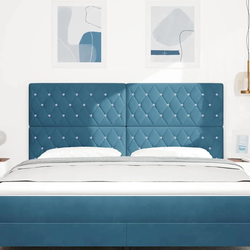 vidaXL Βελούδινο Κεφαλάρι Argyle Σκούρο Μπλε 180 cm Βελούδο