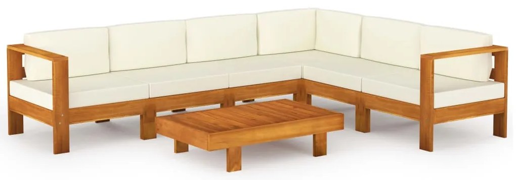 vidaXL Σετ Σαλόνι Κήπου 7 Τεμαχίων με Μαξιλάρια 100x60 εκ. από Ξύλο Ακακίας