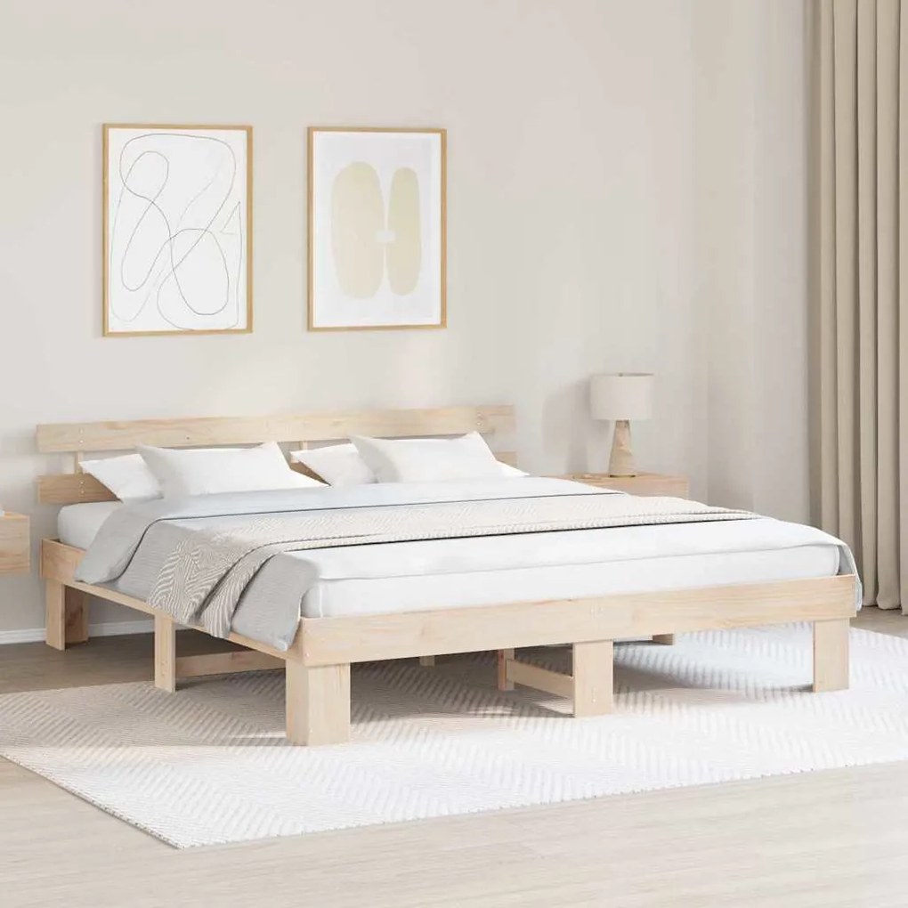 vidaXL Σκελετός Κρεβατιού Καφέ 180 x 200 cm Μασίφ ξύλο πεύκου
