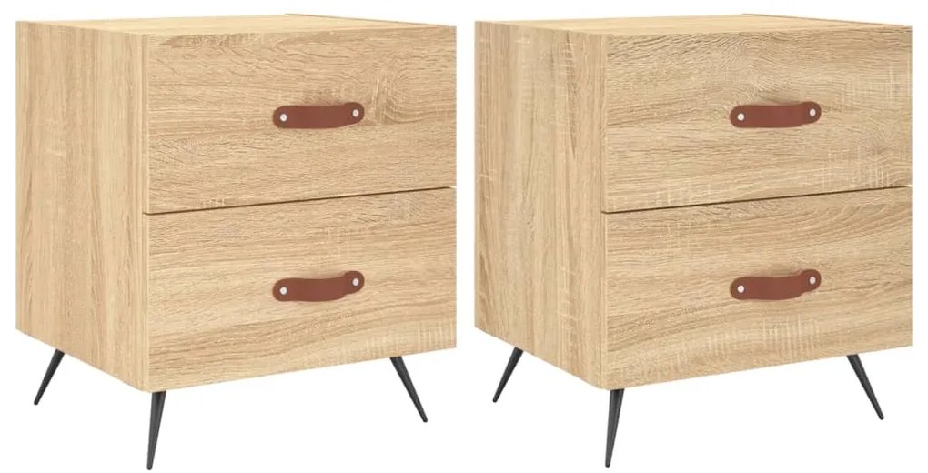 vidaXL Κομοδίνα 2 τεμ. Sonoma Δρυς 40 x 35 x 47,5 εκ. Επεξεργ. Ξύλο