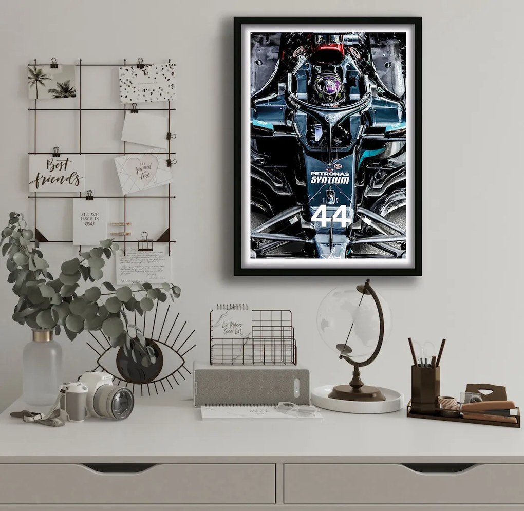 Πόστερ &amp; Κάδρο  Lewis Hamilton F012 30x40cm Μαύρο Ξύλινο Κάδρο (με πόστερ)