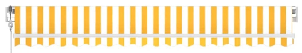 vidaXL Τέντα Αυτόματη με LED & Αισθ. Ανέμου Κίτρινο/Λευκό 450x300 εκ.