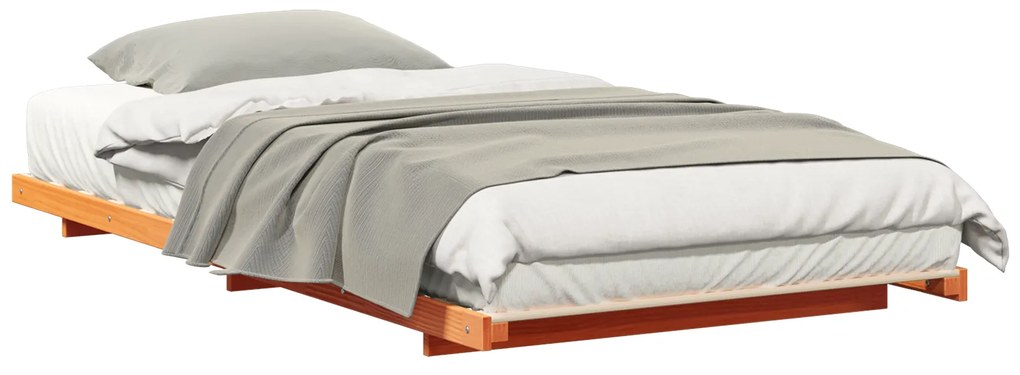 vidaXL Κρεβάτι δαπέδου Καφέ κεριού 80 x 210 cm Μασίφ ξύλο πεύκου