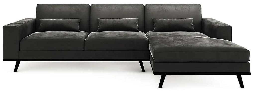 Γωνιακός Καναπές Seattle K102, Σκούρο γκρι, 280x160x85cm, Πόδια: Ξύλο, Ξύλο: Πεύκο | Epipla1.gr