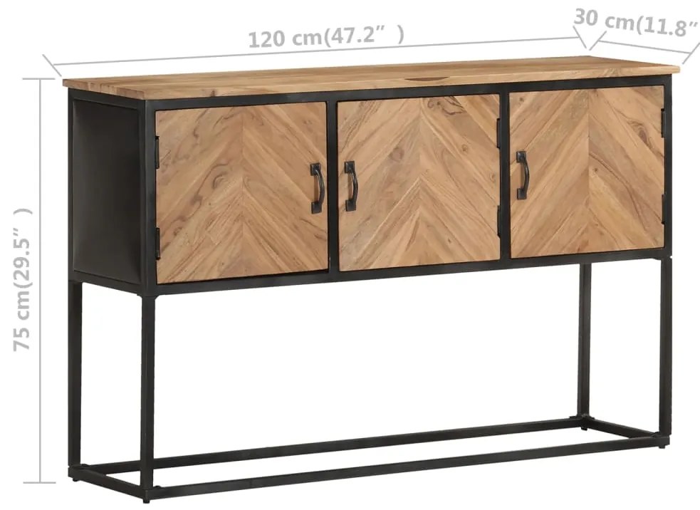 vidaXL Κονσόλα 120 x 30 x 75 εκ. από Μασίφ Ξύλο Ακακίας