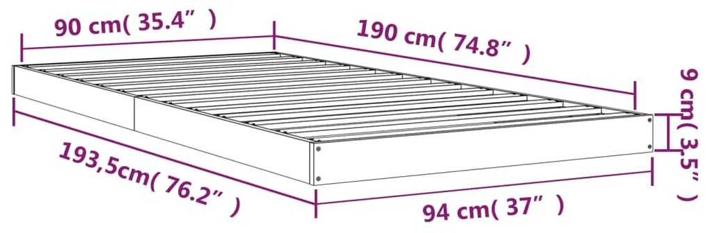 ΠΛΑΙΣΙΟ ΚΡΕΒΑΤΙΟΥ 90 X 190 ΕΚ. ΑΠΟ ΜΑΣΙΦ ΞΥΛΟ ΠΕΥΚΟΥ 3FT SINGLE 823479