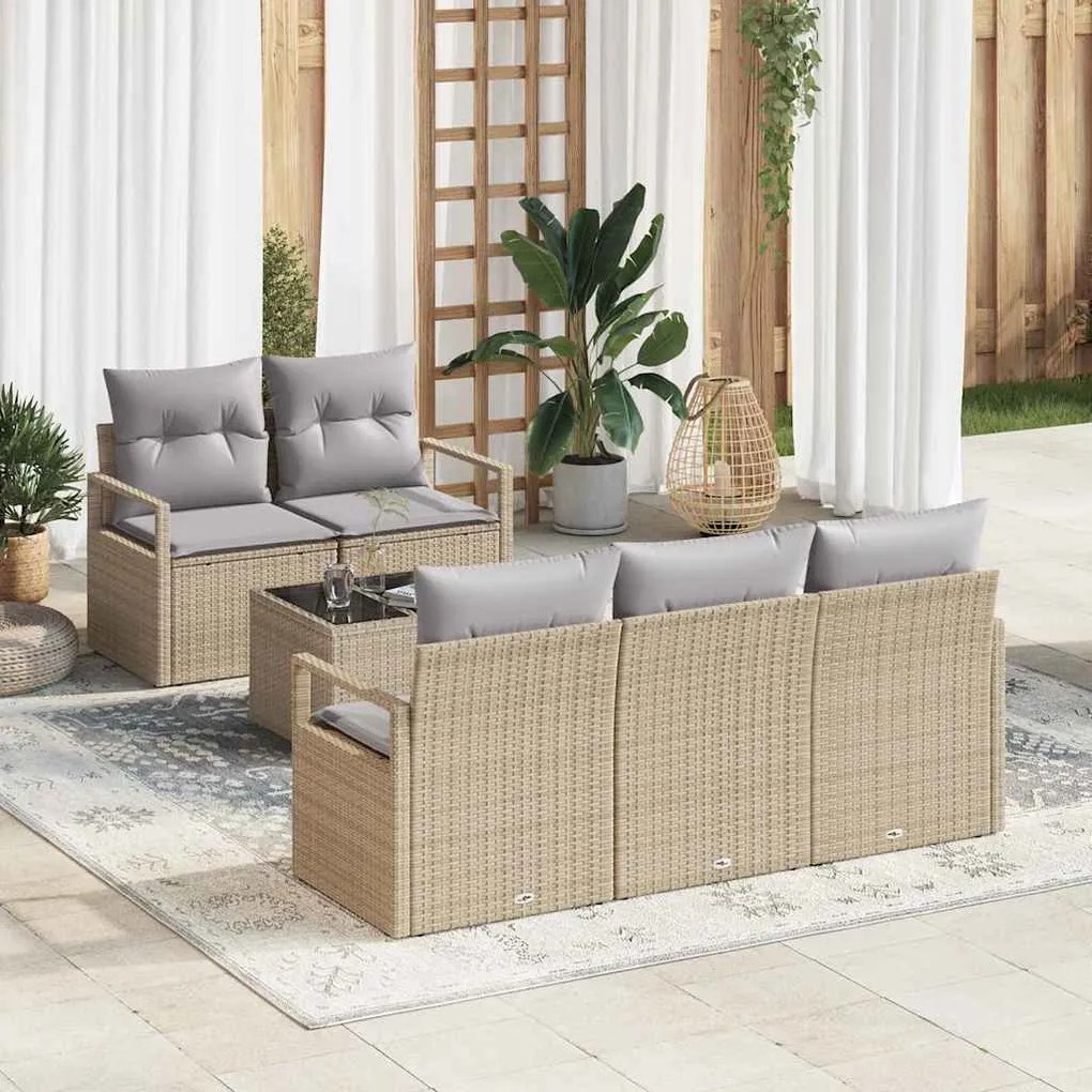 vidaXL Σετ Καναπέ Κήπου 6 pcs Μπεζ, Γκρι 55 x 55 x 37 εκ