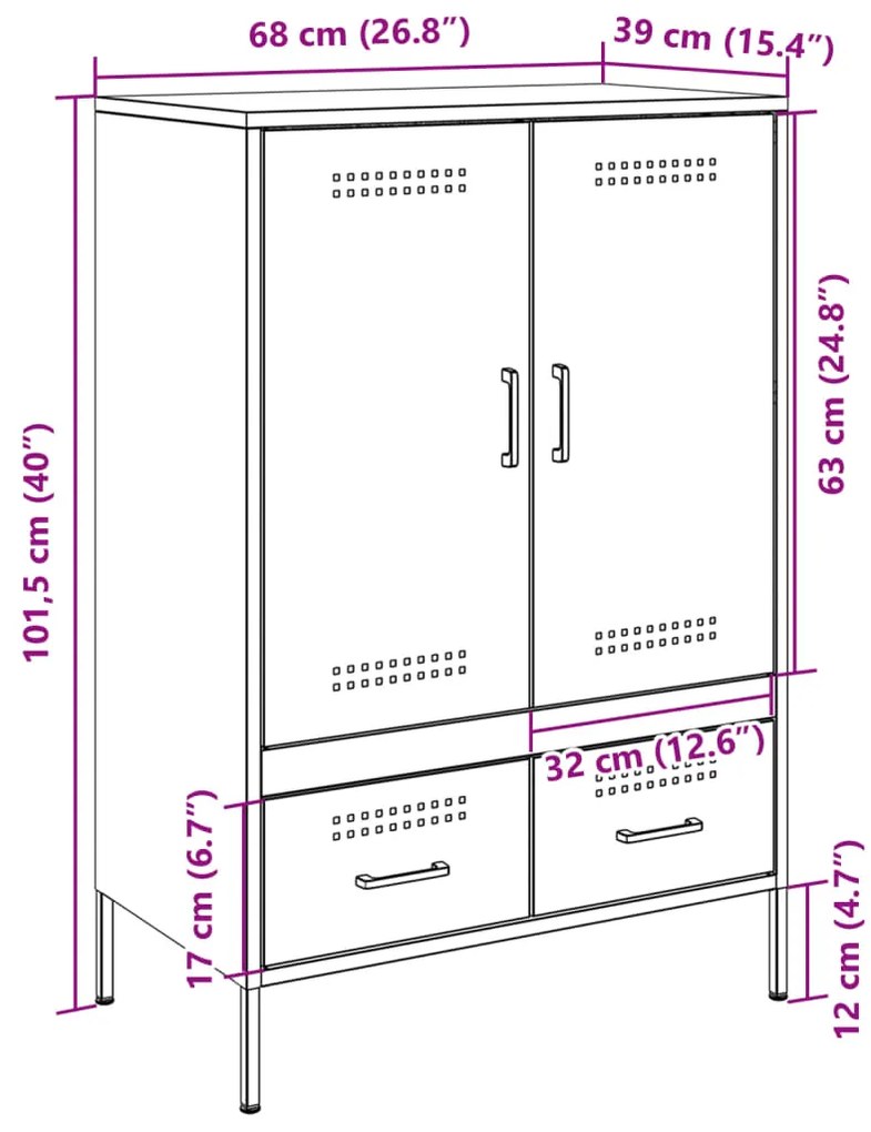 Ντουλάπι Ανθρακί 68x39x101,5 εκ. από Χάλυβα - Ανθρακί