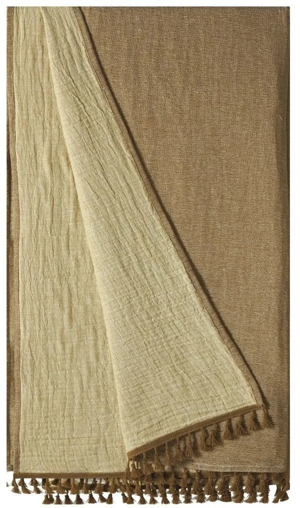 Πετσέτα Θαλάσσης - Παρεό Greta 41 Διπλής Όψης Ochre-Warm Yellow Kentia Θαλάσσης 90x180cm 100% Cotton