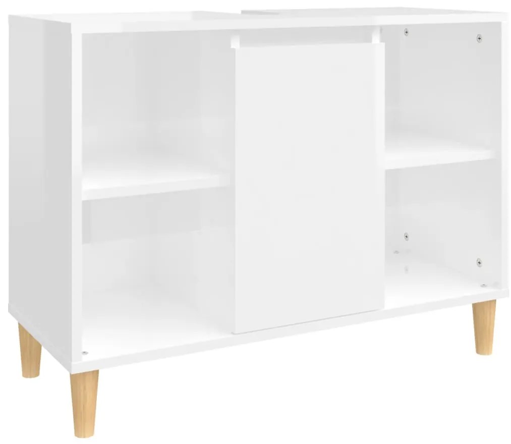 vidaXL Ντουλάπι Νιπτήρα Γυαλ. Λευκό 80x33x60 εκ. Επεξεργασμένο Ξύλο