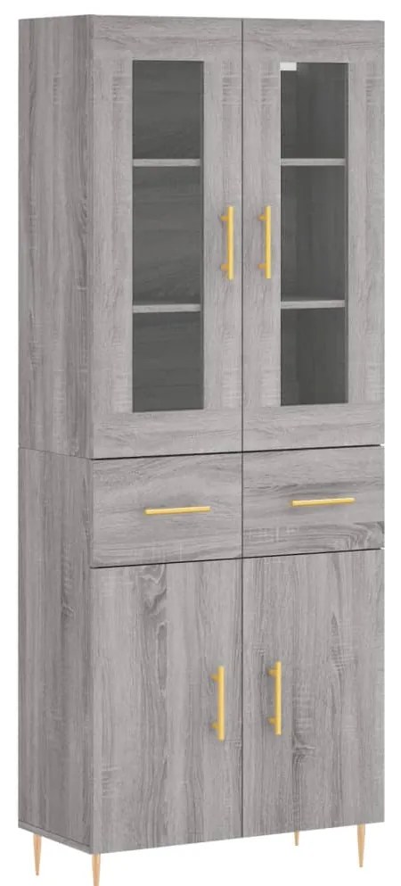 vidaXL Ντουλάπι Γκρι Sonoma 69,5 x 34 x 180 εκ. Επεξεργασμένο Ξύλο