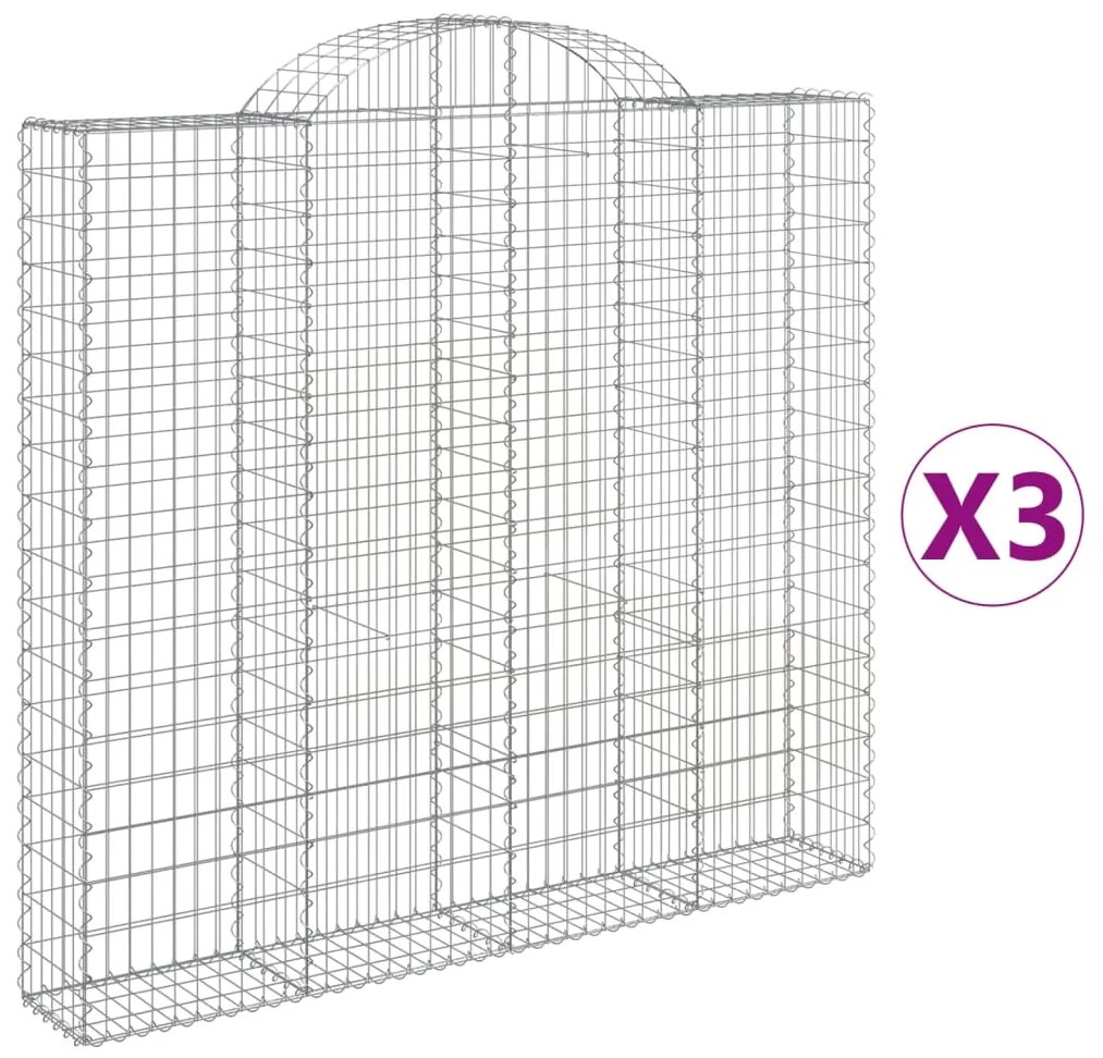 vidaXL Συρματοκιβώτια Τοξωτά 3 τεμ. 200x30x180/200 εκ. Γαλβαν. Ατσάλι