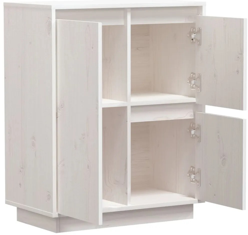vidaXL Ντουλάπι Λευκό 60 x 34 x 75 εκ. από Μασίφ Ξύλο Πεύκου