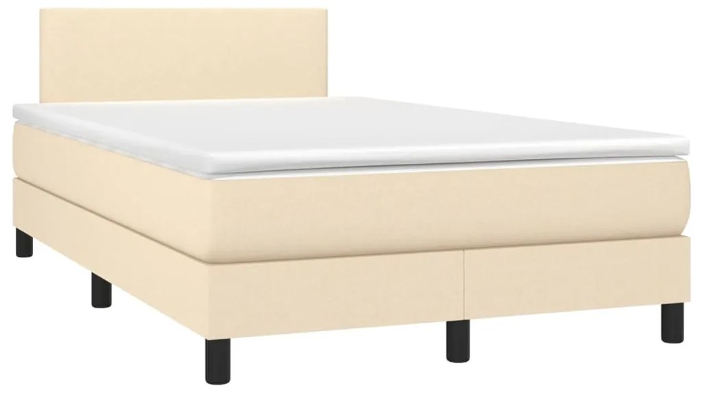 vidaXL Κρεβάτι Boxspring με Στρώμα Κρεμ 120x200 εκ. Υφασμάτινο