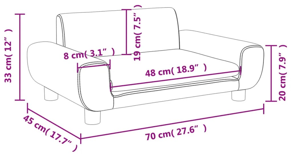 Καναπές Παιδικός Σκούρο Γκρι 70 x 45 x 33 εκ. από Βελούδο - Γκρι