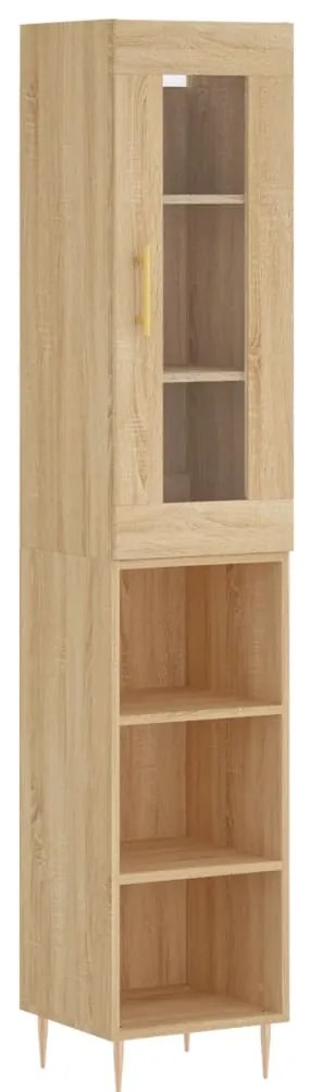 vidaXL Μπουφές Sonoma δρυς 34,5 x 34 x 180 εκ. από Επεξεργασμένο Ξύλο