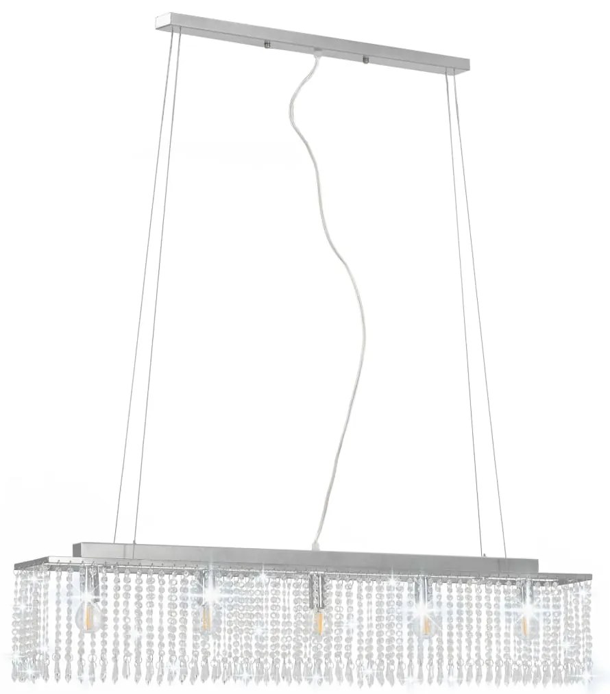 vidaXL Φωτιστικό Οροφής Ασημί με Κρυστάλλινες Χάντρες 104 εκ. Ε14