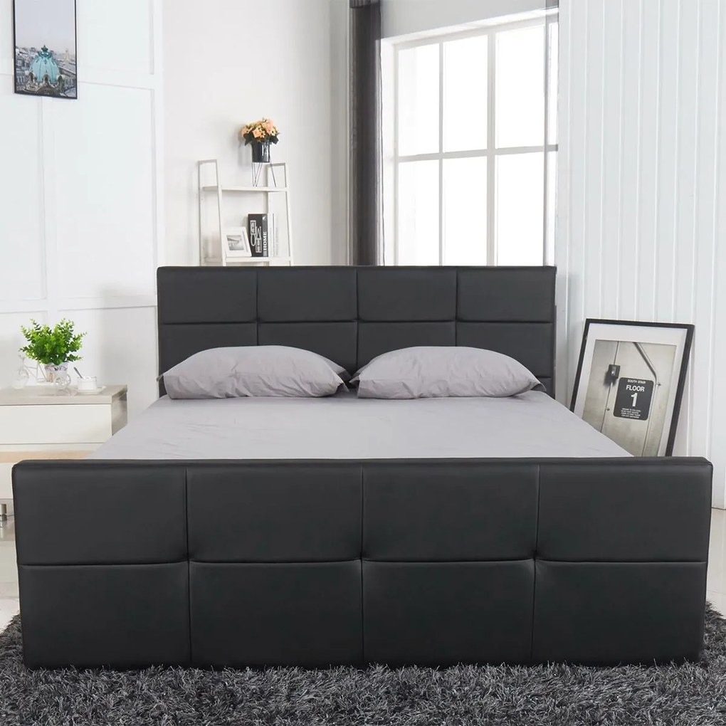 Κρεβάτι ArteLibre ANEMONE Μαύρο PU Με Αποθηκευτικό Χώρο 217.5x170.5x100cm(Στρώμα 160x200cm)